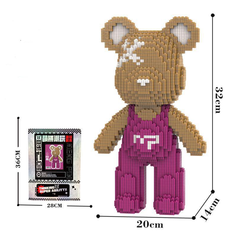 32Cm Kawaii Bear,Assembly Toys,Creative Small Particles Construction Blocks,Ornaments, Household Decor,Toys For Gifts,More Than 4000Pcs