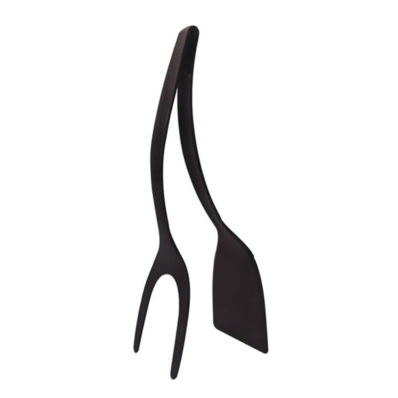 2-in-1-Antihaft-Pfannkuchenspatel, Pommes-Frites-Wender, Eierklemme, Braten, Steak, Pfannkuchenzange, Toast, Omelett-Clip, Küchenzubehör