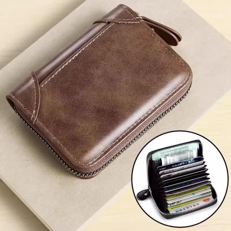 

Men s Genuine Leather Zipper Wallet & Card Holder - 2024 New Style