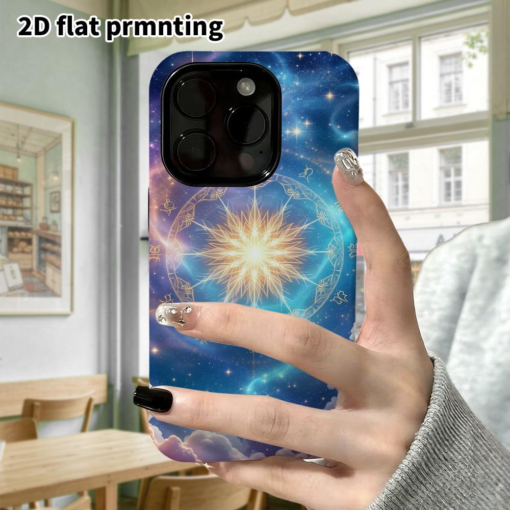 Phone Case: 2D flat design suitable for iPhone 18, 17, 16, 15, 14, 13 Pro film protective case, couple style, magic starry sky, Christmas and Hallowee