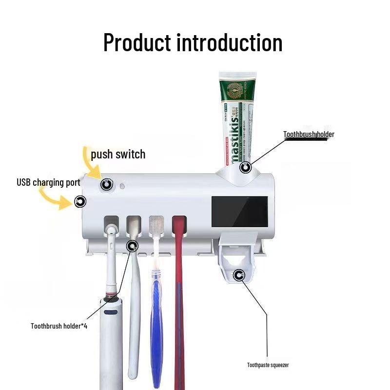 Smart UV Toothbrush Sterilizer & Dispenser with Storage Rack