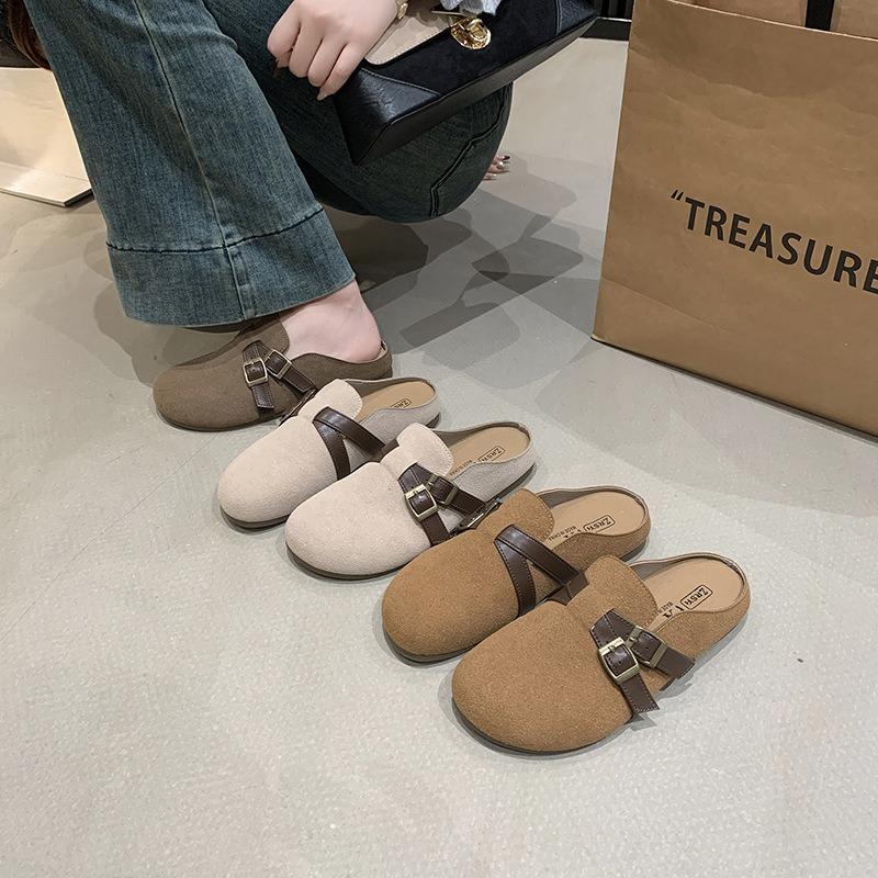 Retro style lazy bag head slippers women wear spring new soft-soled lazy half-drag versatile shoes