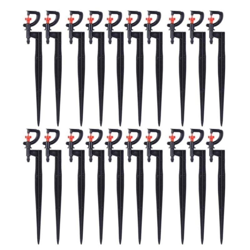 20Pcs 9.10inch Drip Irrigation Stakes with 360 Degree G Type Drip Irrigation Rotating Sprinkler for Drip Tubing 1