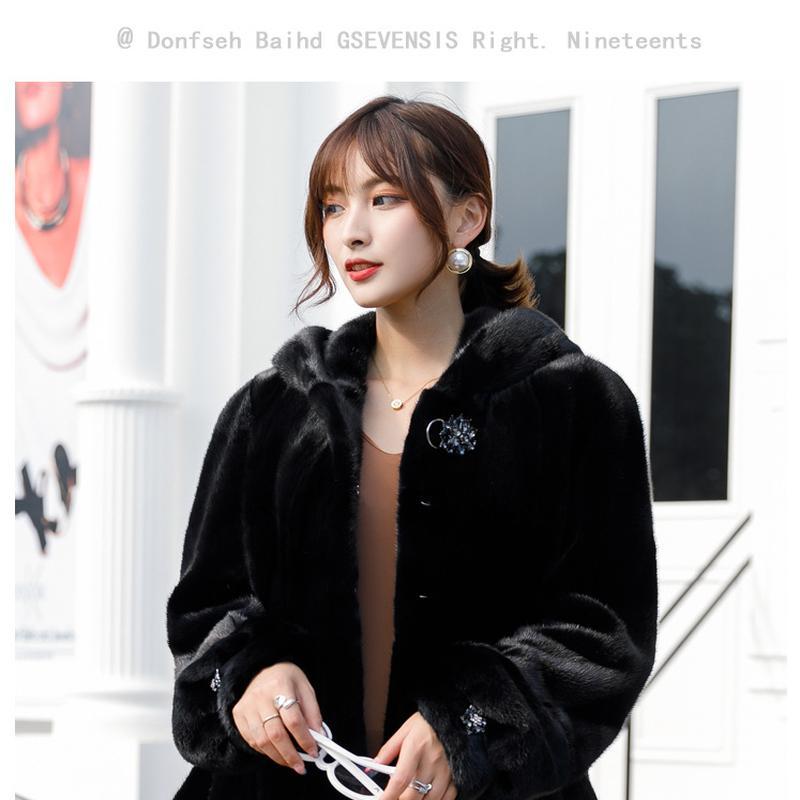 

Новая норковая шуба женская бархатная шуба из цельного норки с капюшоном средней длины из искусственного меха 5XL