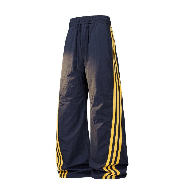 

Thin Pants American Side Striped Quick-drying Men s and Women s Wide-leg Casual Pants S тёмно-синий