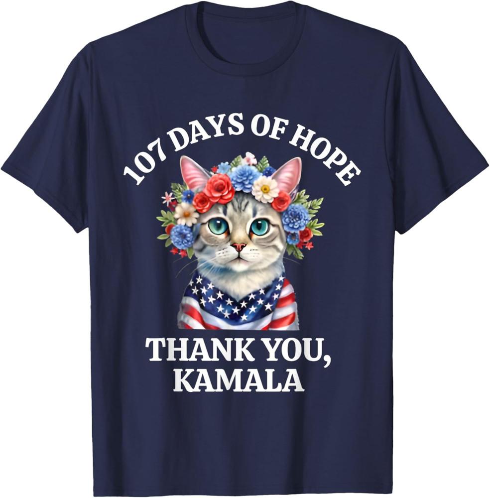 

107 Days of Hope Thank You Kamala Cat Flower Unisex T-Shirt 4XL