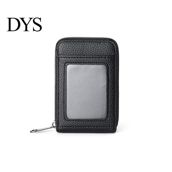 Minimalist Wallet with ID Window Slim Card Wallet, Thin Credit Holder Window, Solid Color Zip Closure Faux Leather Pouch for Cash Cards