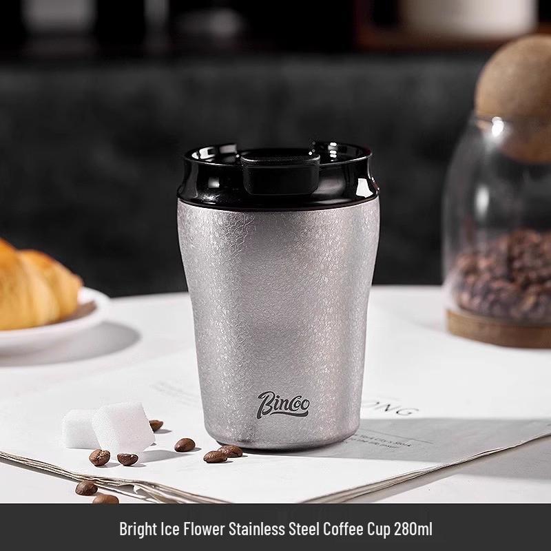 Bincoo Retro Wood Grain Ceramic Lined Insulated Travel Mug 280-500ml