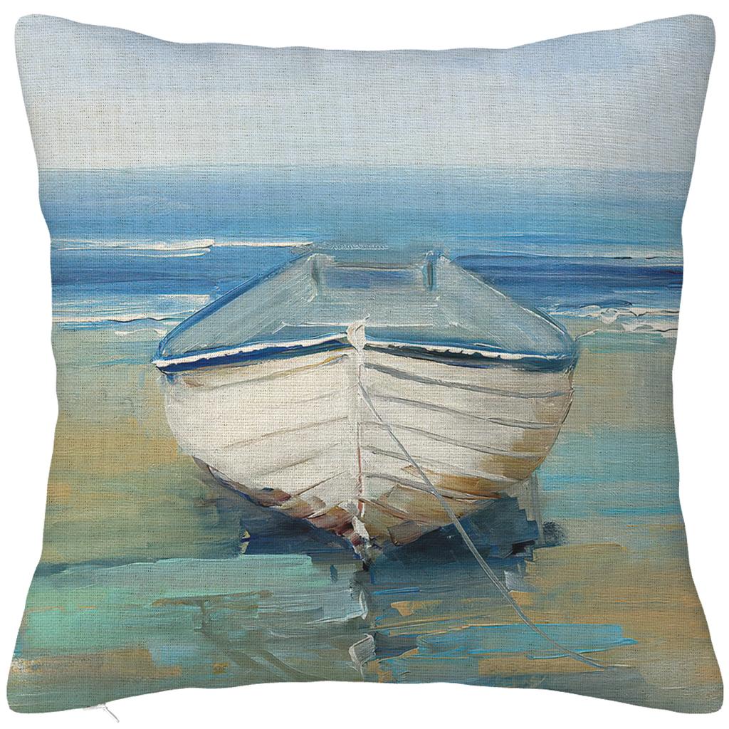 Wood grain marine anchor cyan linen pillowcase sofa cushion cover home decoration can be customized for you 40x40 45x45