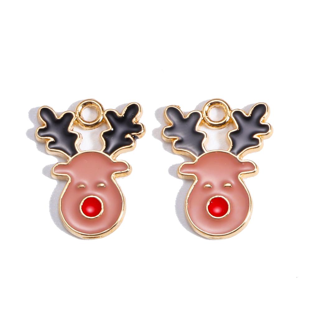 Enamel Christmas Charms Christmas Elk Gift Snowman Santa Claus Pendant for Diy Necklace Earring Jewelry Making Accessories
