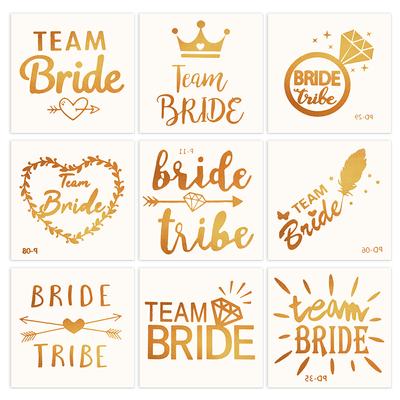 10Pcs Gold Team Bride Tattoo Stickers Wedding Bridal Shower Decoration Bachelorette Party Supplies Bridesmaid Gift Bride To Be