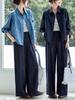 Retro Blue Washed Denim Women's Long Sleeve Shirt Jacket - Spring 2026 Fashion