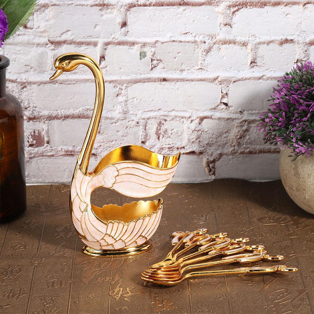 Coffee Dessert Spoon Set European Elegant Fruit Scoop Holder Decorative Tableware