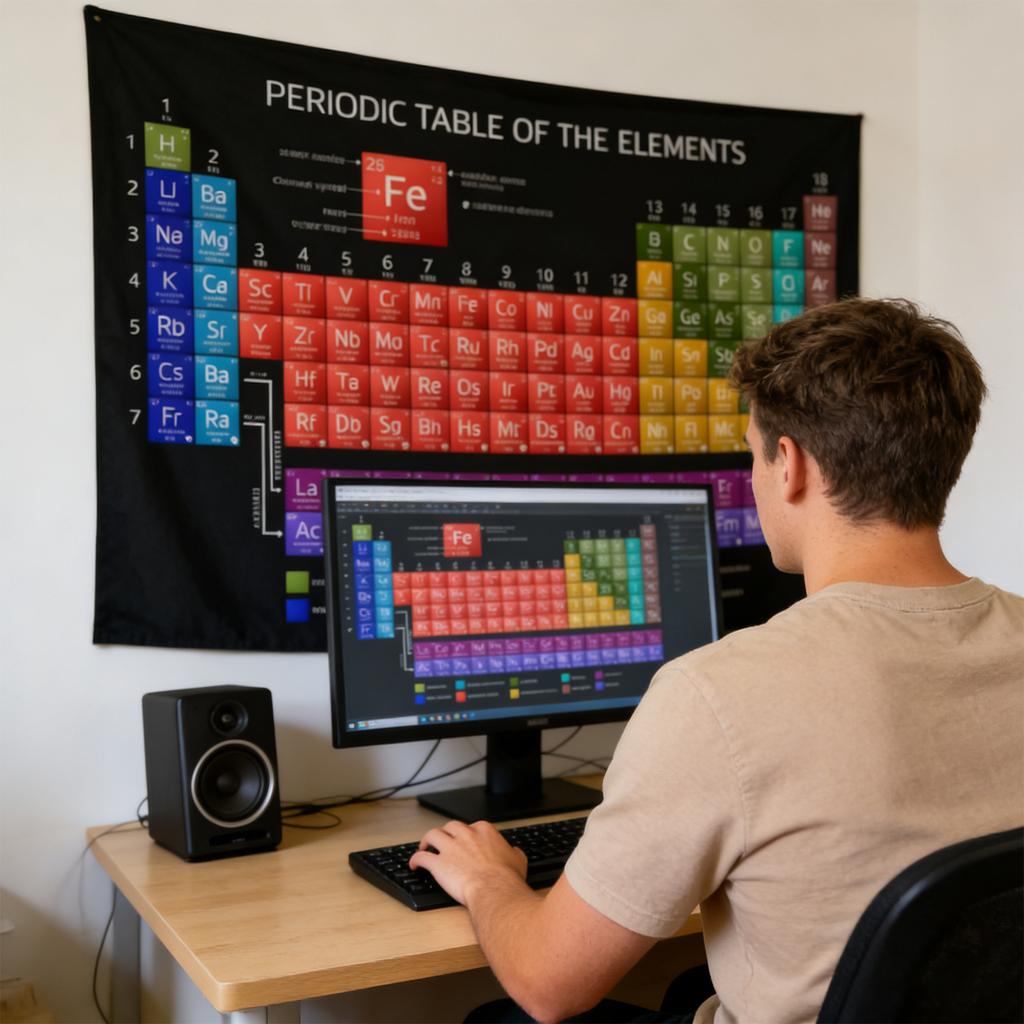 Periodic Table Chemistry Tapestry Science Wall Hanging Educational Art Decor for Dorm Room Home Study Room Wall Curtain
