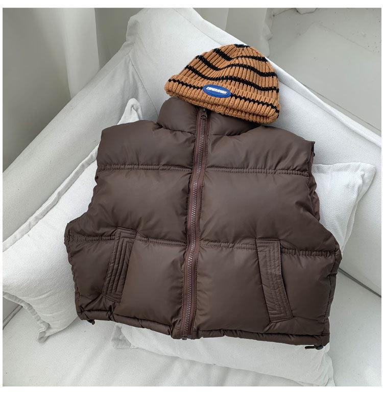 

Детский водонепроницаемый теплый жилет: Осенне-зимняя толстая безрукавка из овчины со стойкой для мальчиков и девочек. 150 cm кофейный