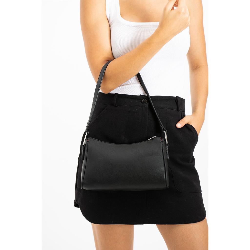 Women's Lined Zipper Closure Baguette Ring Handbag And Shoulder Bag