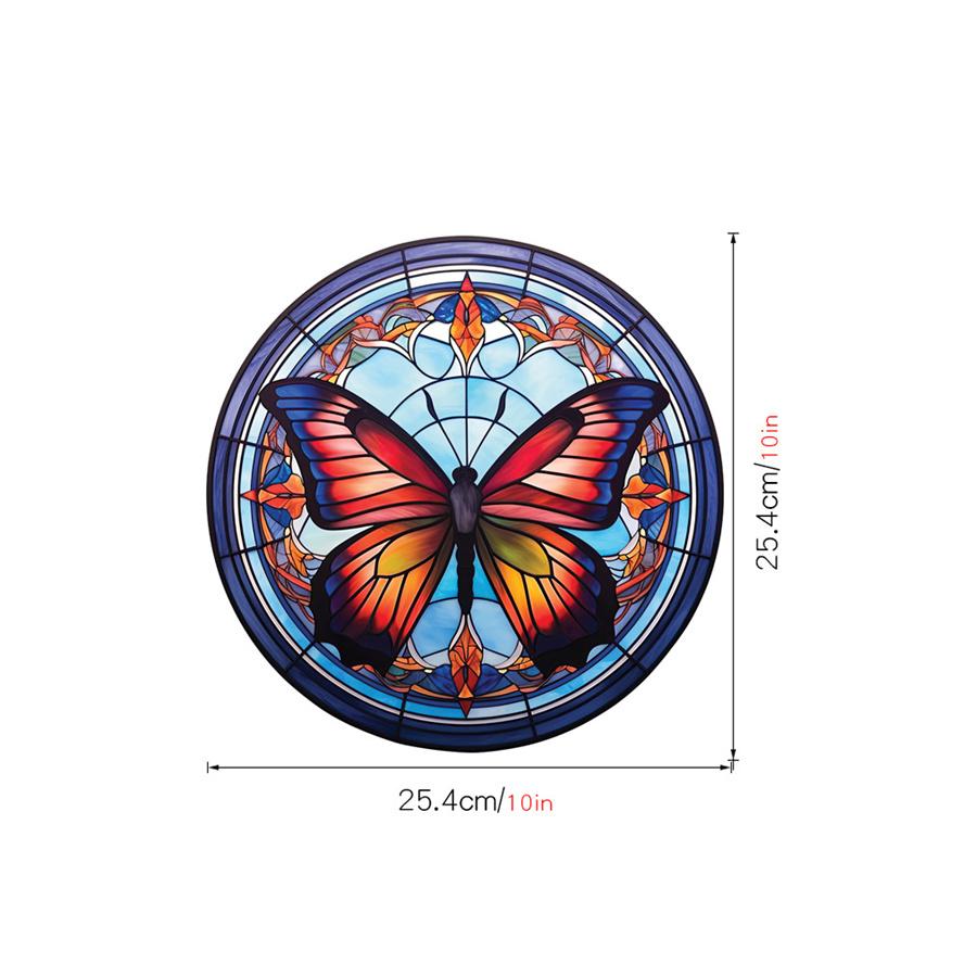 New Antique Color Dyed Hummingbird Iris Japonica Window Glass Electrostatic Sticker Detachable Decorative Film Home Decorations
