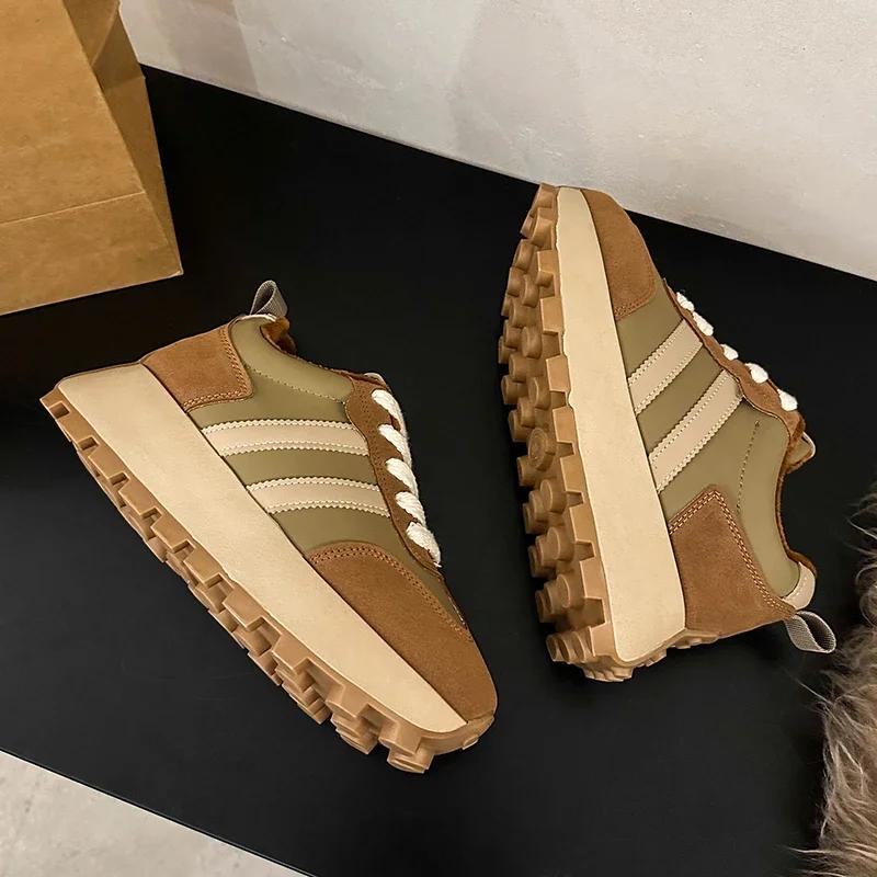 New Black Women Platform Casual Sneakers Shoes Vintage Versatile Thick Sole Dad's Shoes Fashion Designer Vulcanize Shoes