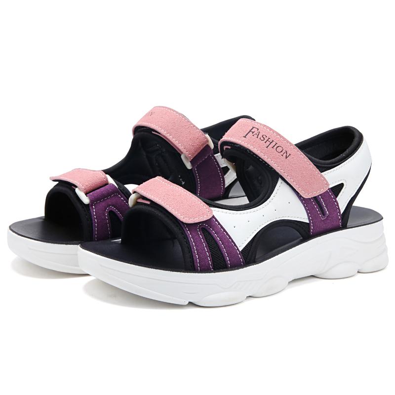 

Летние женские спортивные сандалии на танкетке, кроссовки, женские легкие подошвы с крючками-петлями, женские сандалии, высота каблука 4,0 см 7