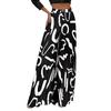 Women Pants Oversized Wide Leg Elastic High Waist Casual Trousers Retro Print Loose Fit Long Pants Streetwear