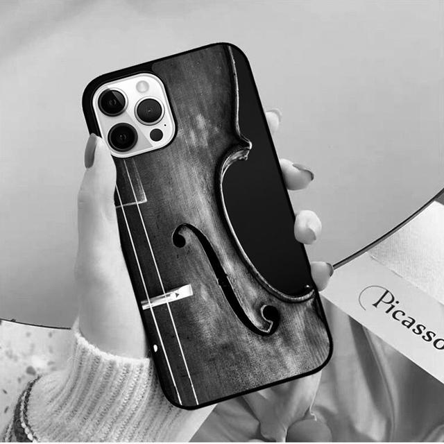 Black And White Violin Cello Phone Case Back Cover for iPhone 17 Air 16 15 14 13 11 12 Pro Max PlusS Shell Coque