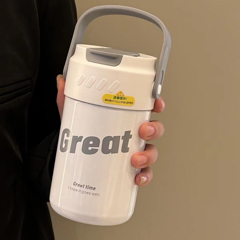 Foldable Straw Vacuum Insulated Bottle Stainless Steel Travel Tea Bottle Thermal Cup  Office Use