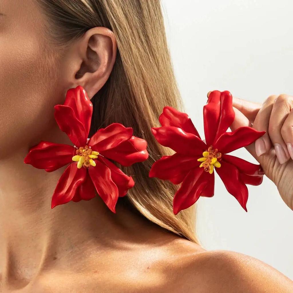 IngeSight.Z Vintage Hyperbole Acrylic Flower Stud Earrings for Women Boho Sweet Elegant Earring Trendy Jewelry Accessories Mujer
