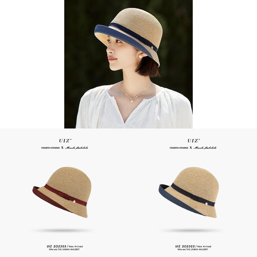 Classic Straw Hat For Women Summer Sun Protection With Short Brim And Rolled Edge