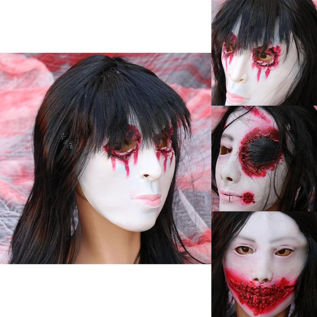Halloween Yamamura Sadako Horror Mask With Latex Diy Face Cover For Costume Parties