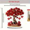 Bohemian Style Acrylic Crystal Heart Rose Tree Decoration, Suitable for Halloween and Christmas Ornaments with Golden Base and Red Roses 