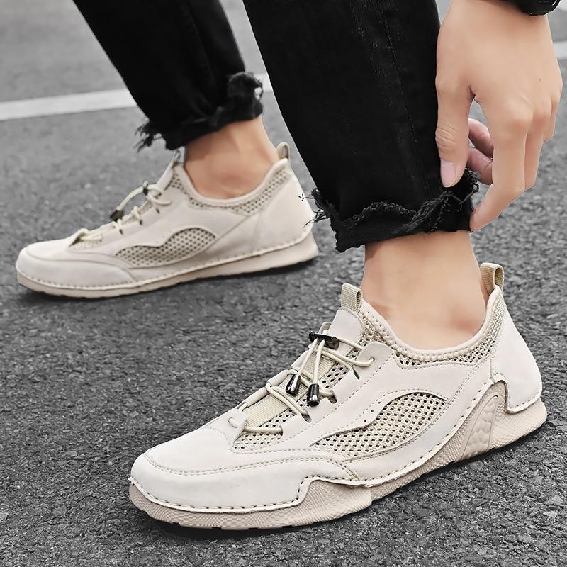 Casual shoes men's summer new breathable hollow octopus men's shoes one pedal flat bottom non-slip lightweight large size mesh shoes