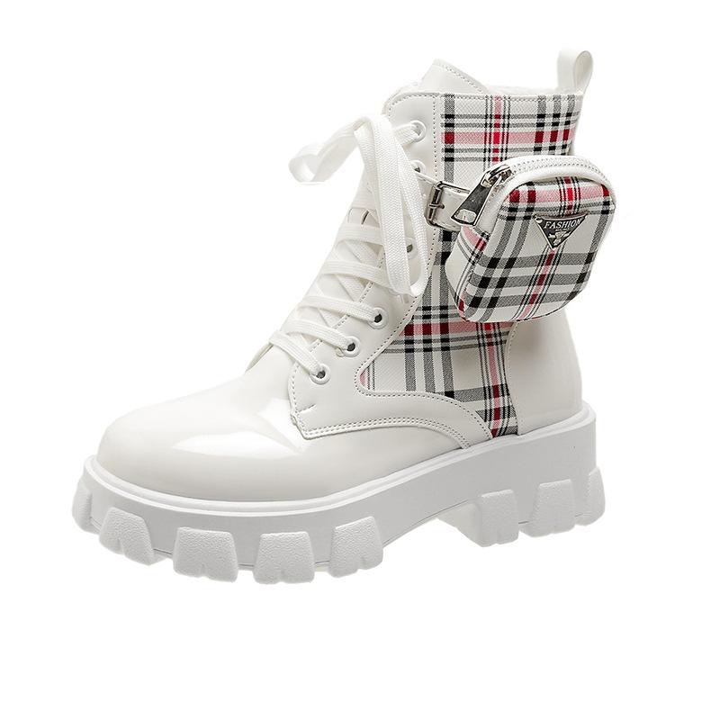 Trendy Pocket Bag Martin Boots Fleece Thick-Soled Round Head Short Fashion Boots