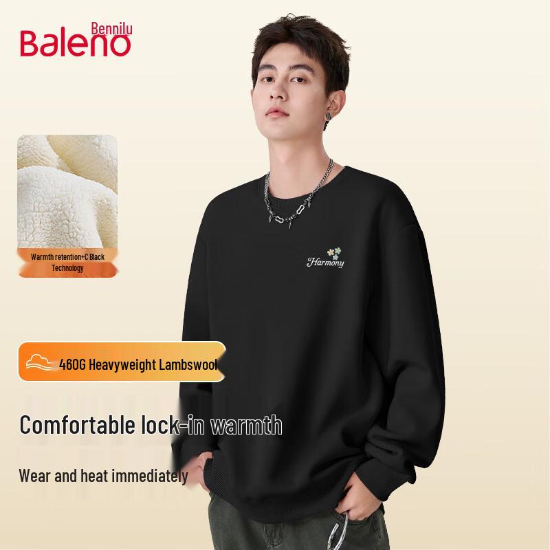 Baleno Unisex Fleece-Lined Vintage Print Loose Fit Sweatshirt