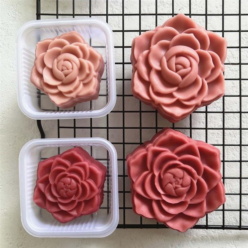 Plastic Mooncake Stamp Cute Flower Shape Mooncake Mold Festival DIY Hand Press Mooncake Cutters Pastry Decorating Gadget