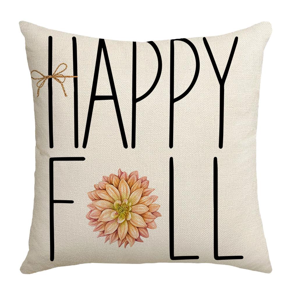 Herbstliches Blumen-Buchstabenkissen Leinen Büro Sofakissen Wohnzimmer Lendenkissenbezug