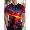 Men's Summer Comfortable Fashionable T-shirt Soft Breathable Skull  Animals Portrait Colorful 3d Printing Round Neck Short Sleeved T-shirt