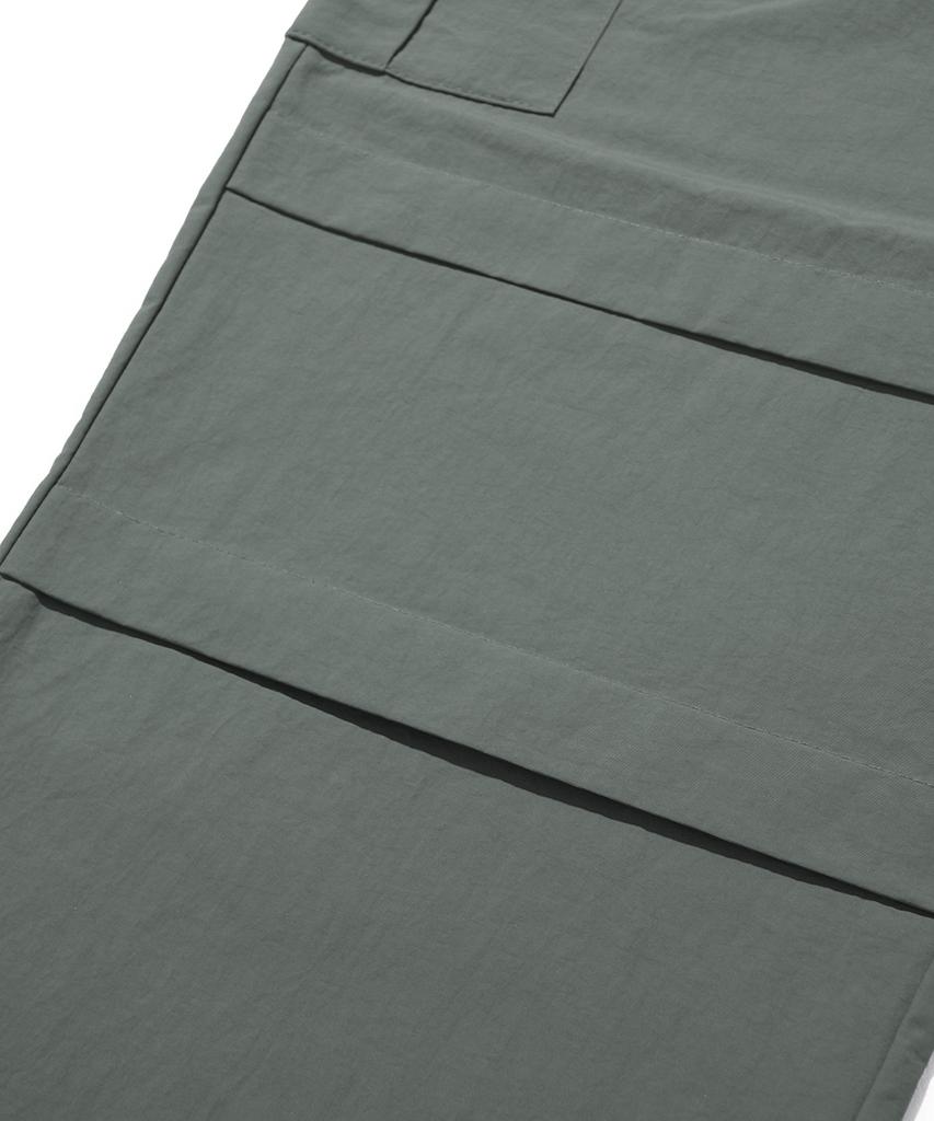 GAKKAI UNIONS One-Pleat Nylon Parachute Cargo Pants Charcoal