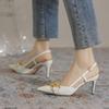 Fashion 7.5CM Women Pumps Fashion Metal Ladies Shoes Thin Heels Woman Party Pointed Toe Summer Sandals Lady High Heels for Female Pumps