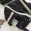 Korean Polka Dot Shoulder Bag For Women Retro Fashion Large Capacity Tote Bag Literary Work Commute Versatile Canvas Handbag