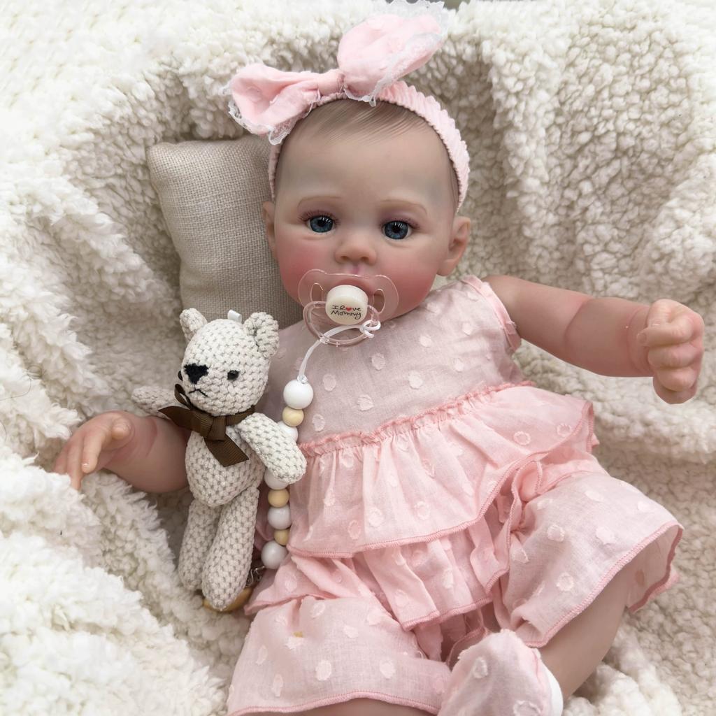 Reborn Baby Doll 18inch Meadow Newborn Baby Size Real Picture Full Vinyl Body Girl Washable 3D Skin Visible Veins Doll Toy