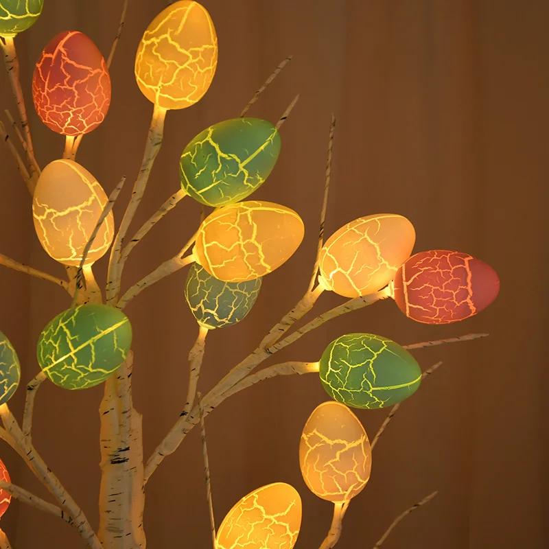 Easter Decoration White Birch Tree with Easter Egg Ornaments Led Light Table for Home  Room Decorations Spring Easter Kids Gifts