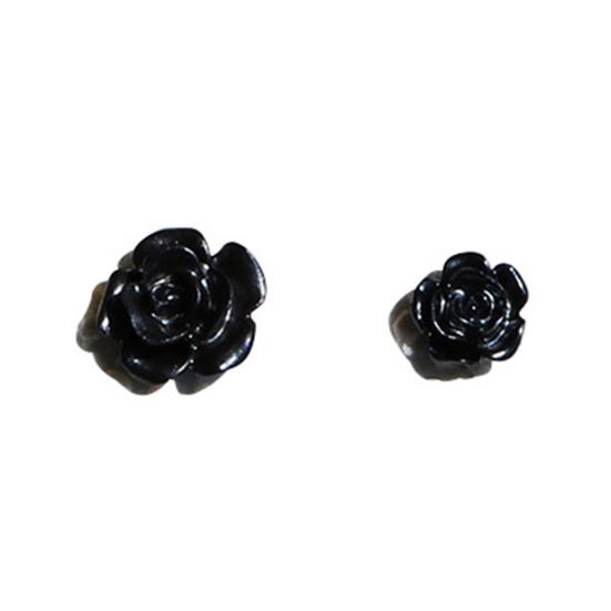 50Pcs/Bag Nail Accessories Creative Three-dimensional Resin Functional Black Rose Rhinestone for Party
