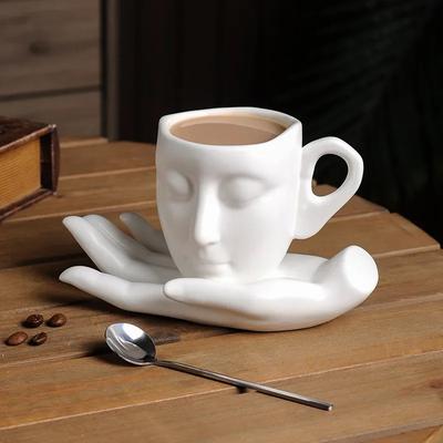 High-temperature Ceramic Creative Abstract Art Hand-scented Coffee Cups and Saucers Personalized Gift Cups