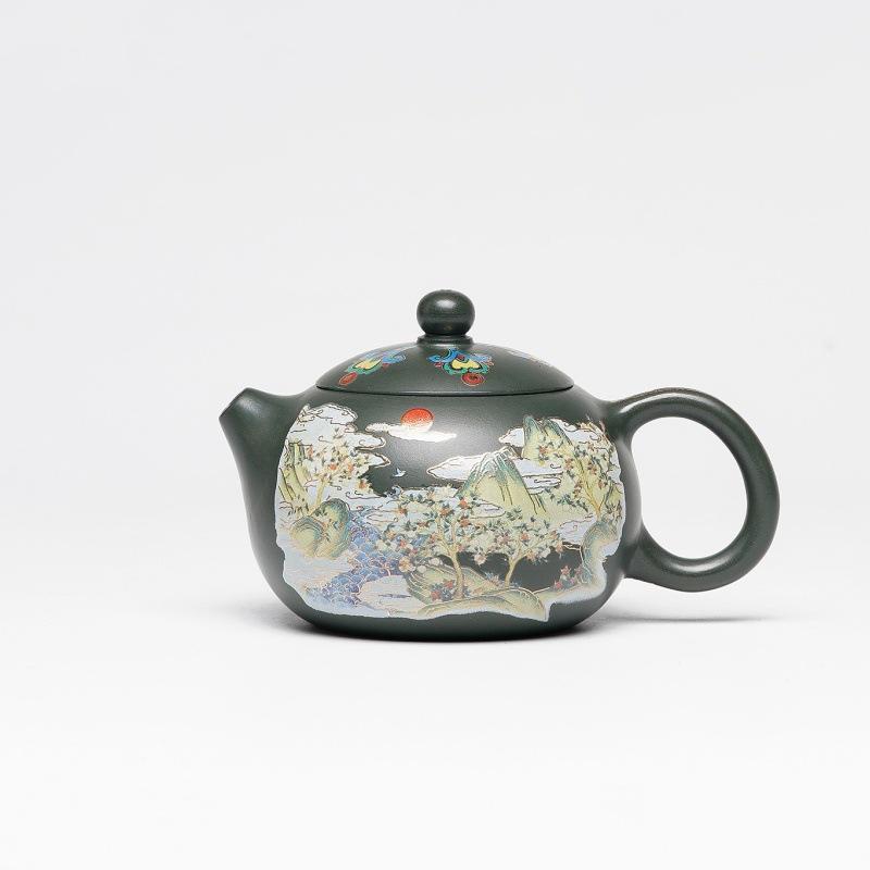 170 мл Классические фиолетовые глиняные чайники Исин Ручная работа Цветные эмали Горшок Сиши Чайник из сырой зеленой глины Набор для чая Цзыша Принадлежности Подарок