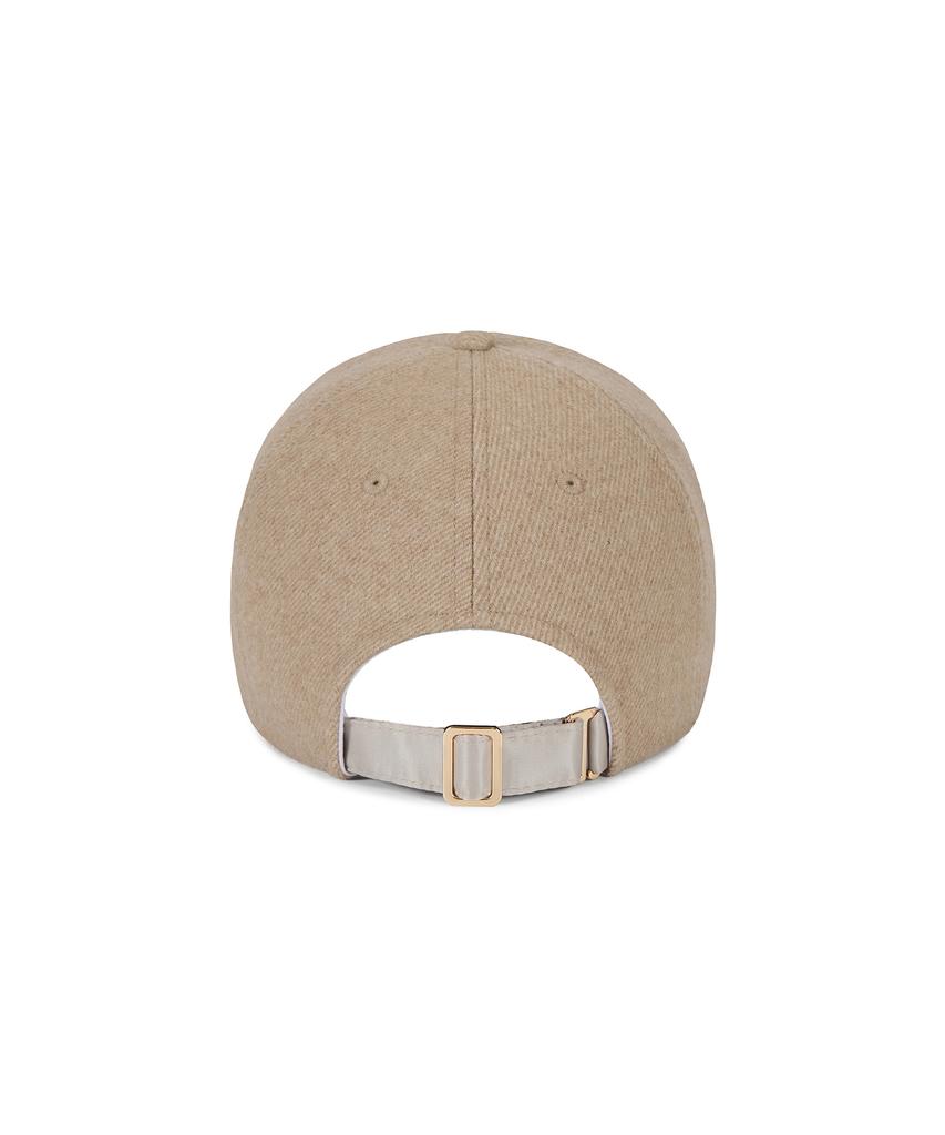 Bajal Va Curved Studded Link Wool Ball Cap Beige