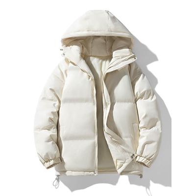 Winter New Style Fleece-Lined Warm Thickened Stand-Collar Couple's Jacket, Unisex Casual Hooded Windproof Cotton Coat
