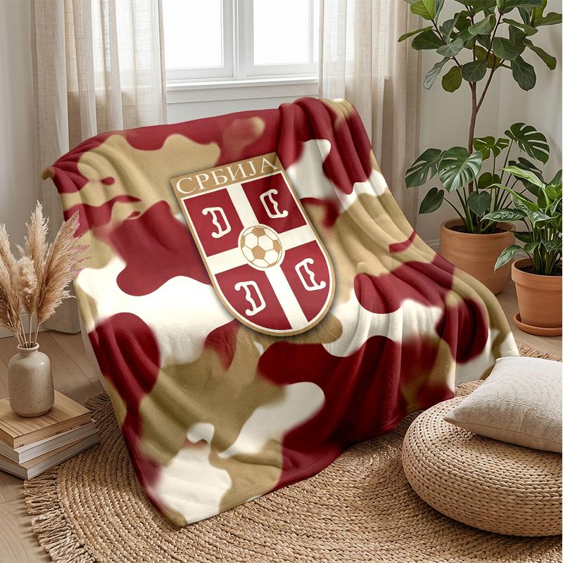 Serbia Printed Flannel Blanket Skin Friendly Warm Decorative Throw for Indoor Couch Bed Daily Use