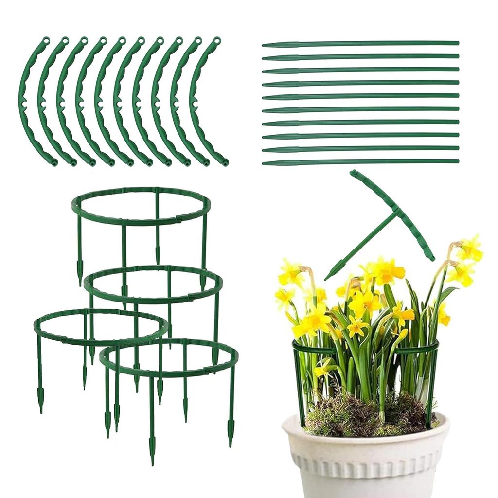 4/8set Plastic Plant Support Pile Stand Plant Support Pile for Flowers Greenhouses Arrangement Fixing Rod Holder Garden Tools