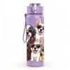 1PC Mixed Breed Dogs Family Heart Print 750ml Color Plastic Sports Water Bottle Leakproof Flip Straw Lid Suitable for Sports Office Home Use