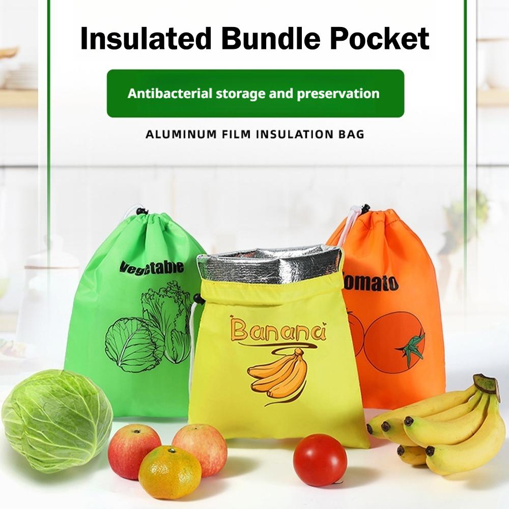 Durable Yellow Banana Storage Bags Bundle Pocket Reusable Insulated Fruit Vegetable Food Fresh-keep Drawstring Preserve Bag